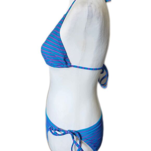 Old Navy Purple & Blue Stripe String Bikini Top (L) & String Bikini Bottom (S) - Picture 3 of 9